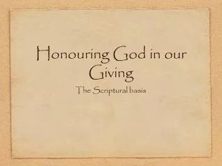 Honouring God in our Giving