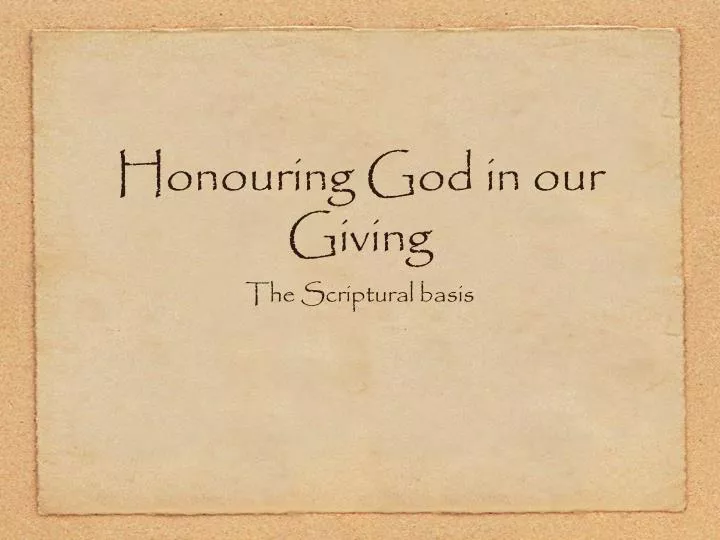 honouring god in our giving