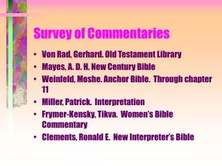 Survey of Commentaries