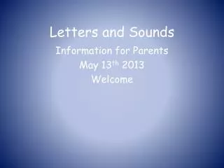 Letters and Sounds