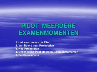 pilot meerdere examenmomenten