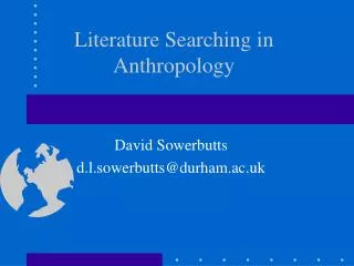 Literature Searching in Anthropology