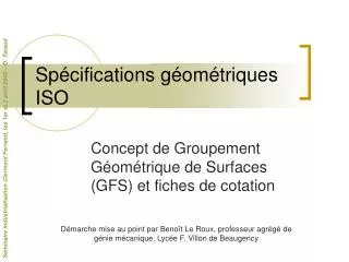sp cifications g om triques iso