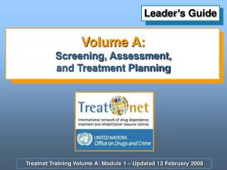 Volume A: Screening, Assessment, and Treatment Planning