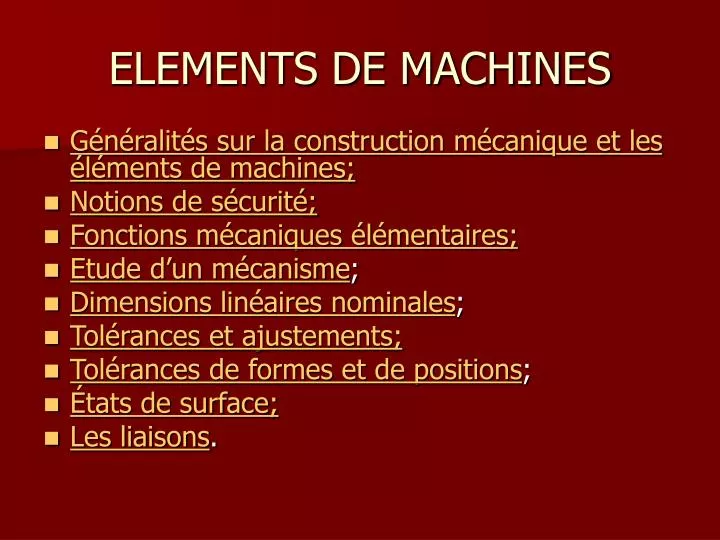 elements de machines