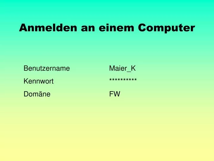 anmelden an einem computer