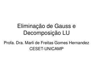 elimina o de gauss e decomposi o lu