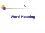 Word Meaning - slide 1