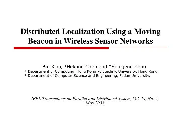 distributed localization using a moving beacon in wireless sensor networks