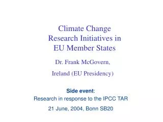 Climate Change Research Initiatives in EU Member States