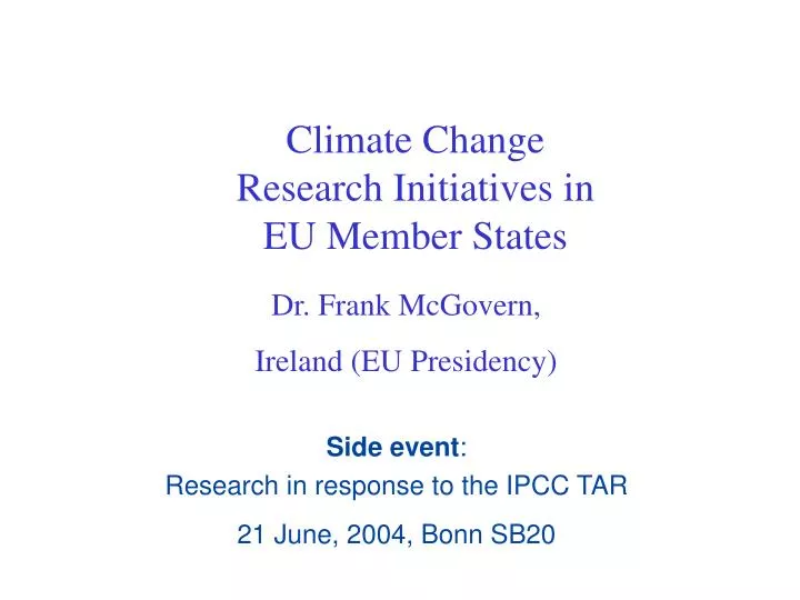 climate change research initiatives in eu member states