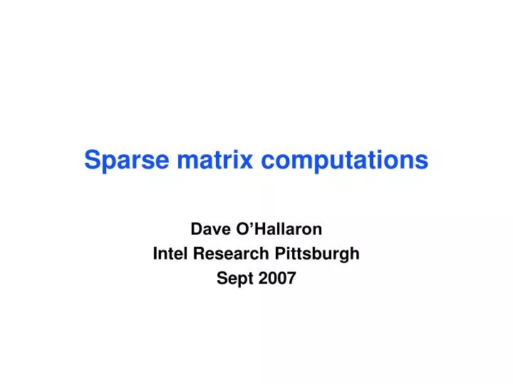sparse matrix computations