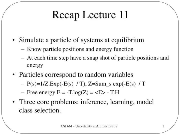 recap lecture 11