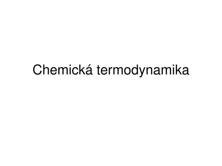 chemick termodynamika