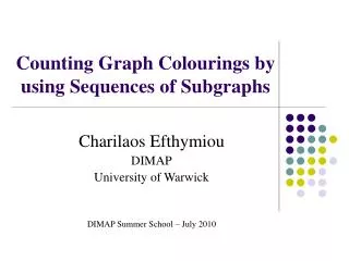 Counting Graph Colourings by using Sequences of Subgraphs