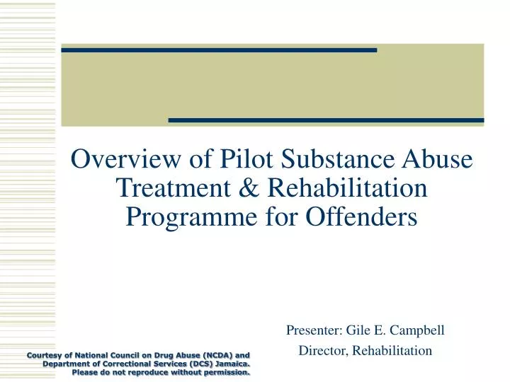 overview of pilot substance abuse treatment rehabilitation programme for offenders