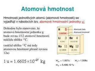 atom ov hmotnost