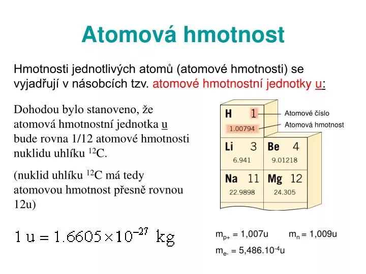 atom ov hmotnost
