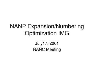 NANP Expansion/Numbering Optimization IMG