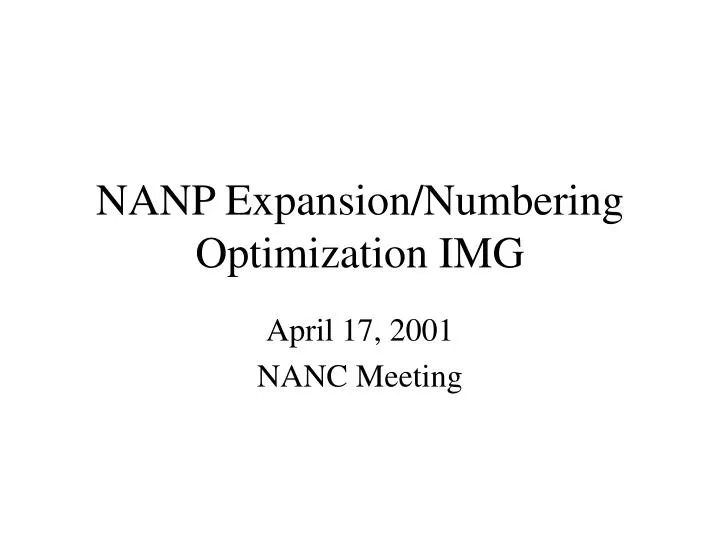 nanp expansion numbering optimization img