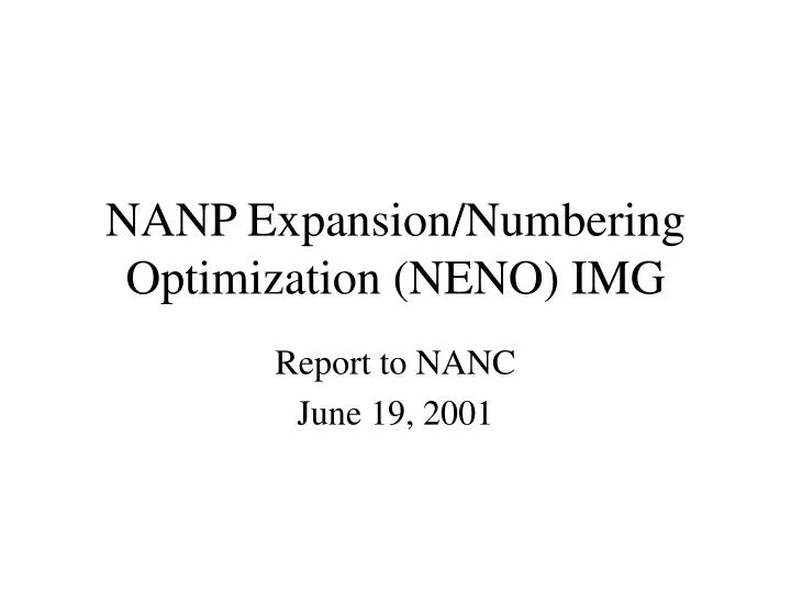 nanp expansion numbering optimization neno img