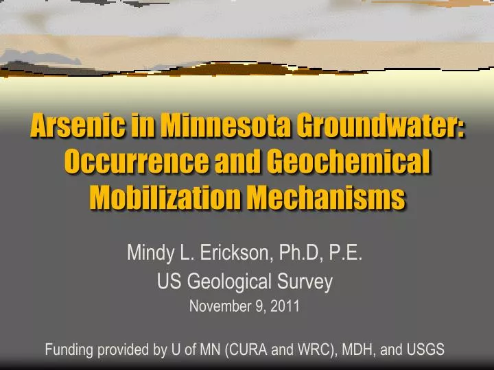 arsenic in minnesota groundwater occurrence and geochemical mobilization mechanisms