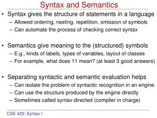 Syntax and Semantics