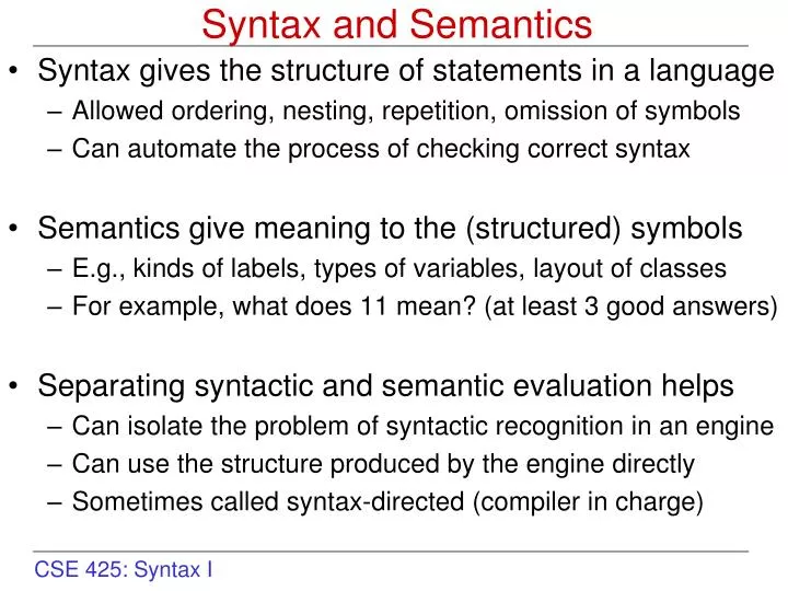 syntax and semantics