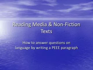 Reading Media &amp; Non-Fiction Texts
