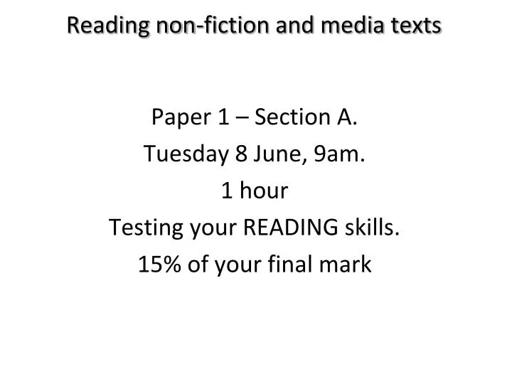 reading non fiction and media texts