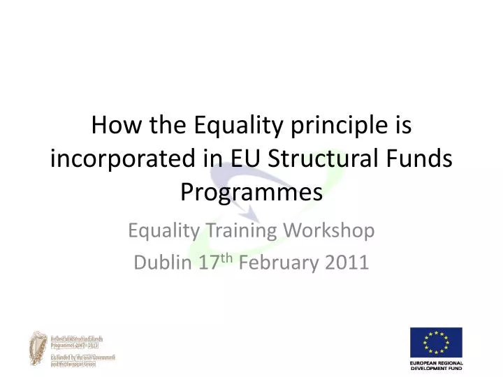 how the equality principle is incorporated in eu structural funds programmes