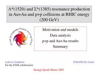 Motivation and models Data analysis p+p and Au+Au results Summary