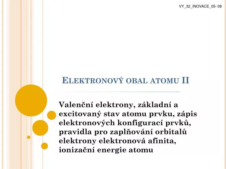 elektronov obal atomu ii