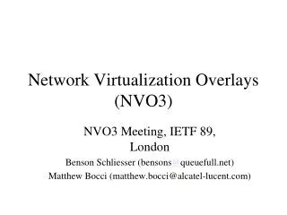 Network Virtualization Overlays (NVO3)