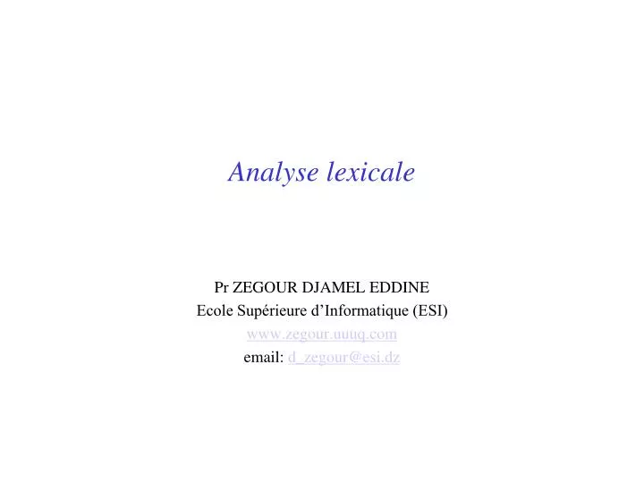 analyse lexicale