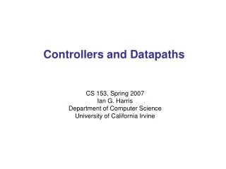 Controllers and Datapaths