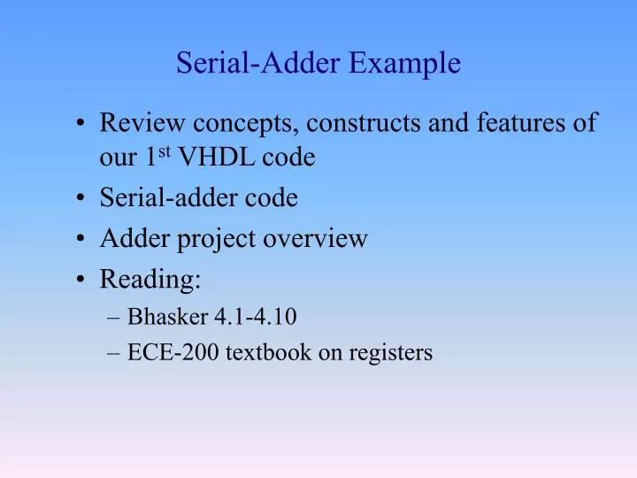 serial adder example