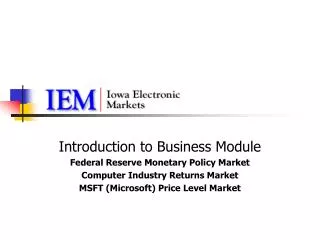Introduction to Business Module Federal Reserve Monetary Policy Market