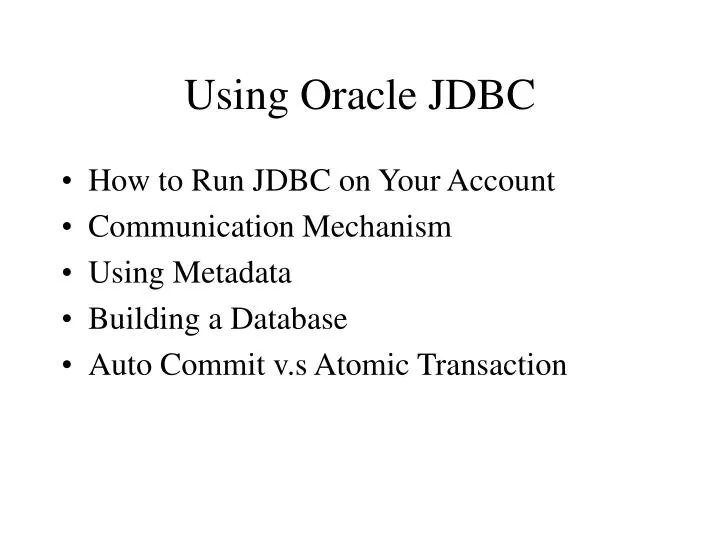 using oracle jdbc