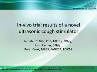 In-vivo trial results of a novel ultrasonic cough stimulator