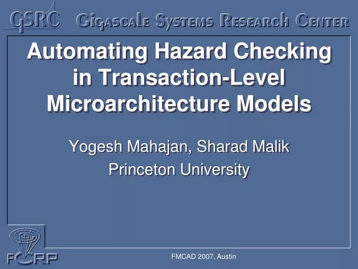 automating hazard checking in transaction level microarchitecture models