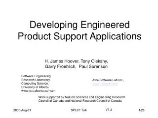 Developing Engineered Product Support Applications