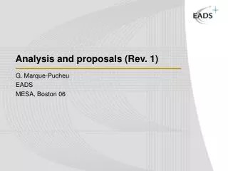 Analysis and proposals (Rev. 1)
