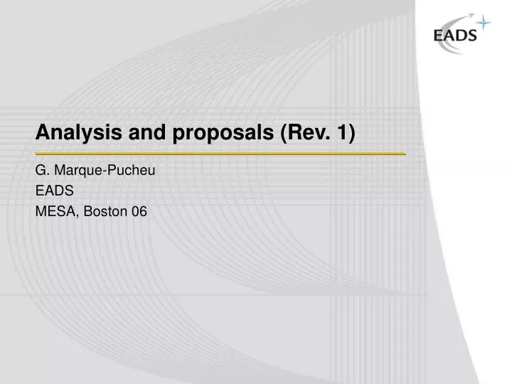 analysis and proposals rev 1