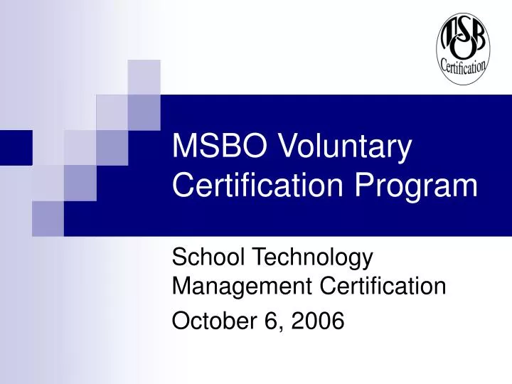 msbo voluntary certification program