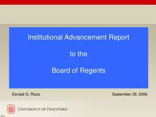 Institutional Advancement Report to the Board of Regents