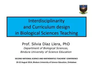 Interdisciplinarity and Curriculum design in Biological Sciences Teaching