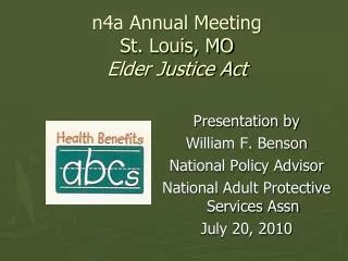 n4a Annual Meeting St. Louis, MO Elder Justice Act