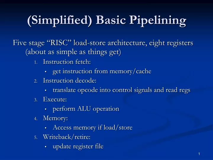 simplified basic pipelining