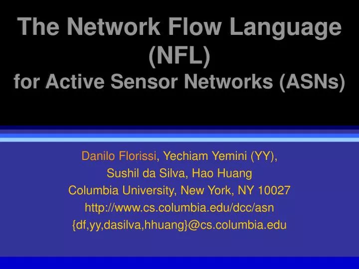 the network flow language nfl for active sensor networks asns